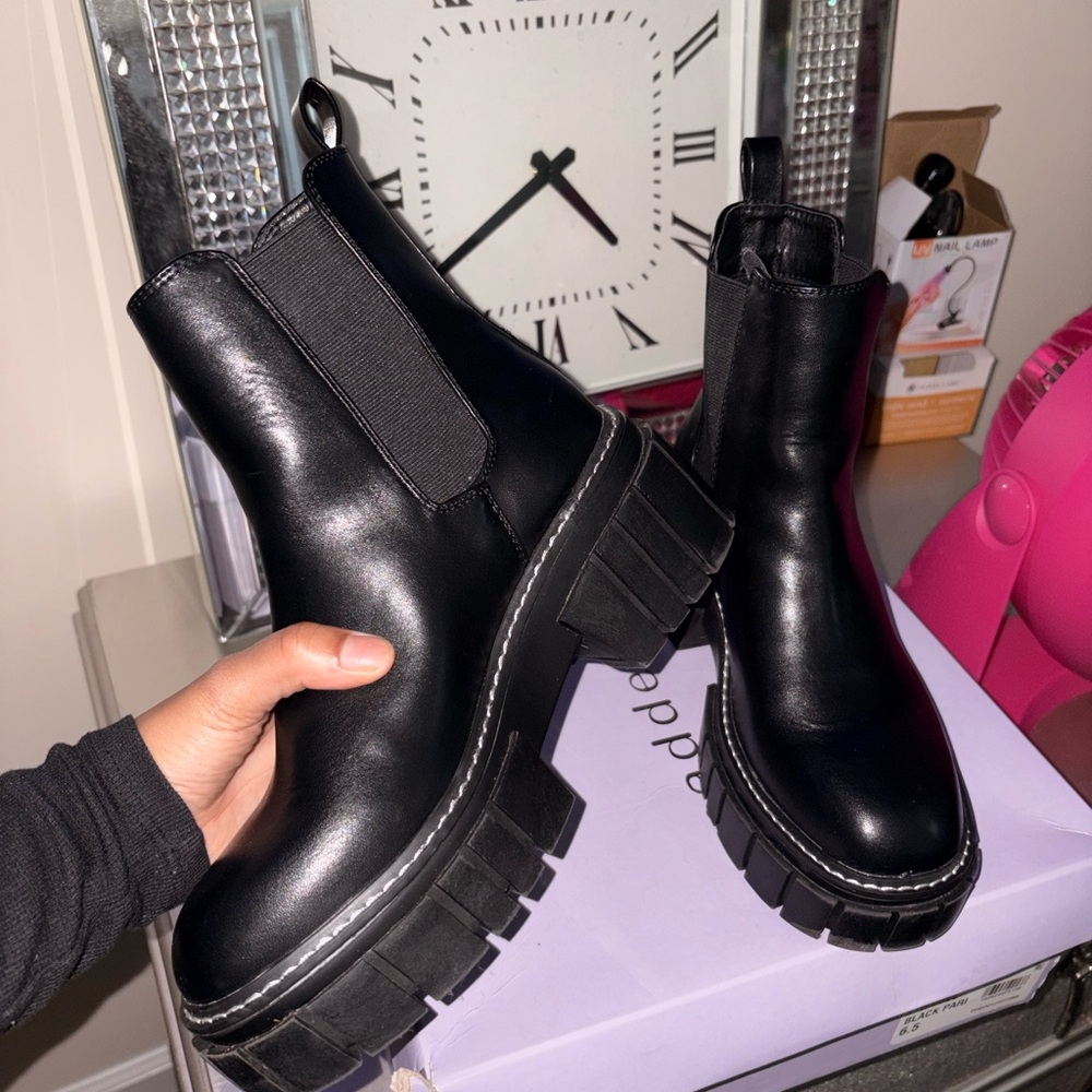 Madden Girl Black Chunky Ankle Boots